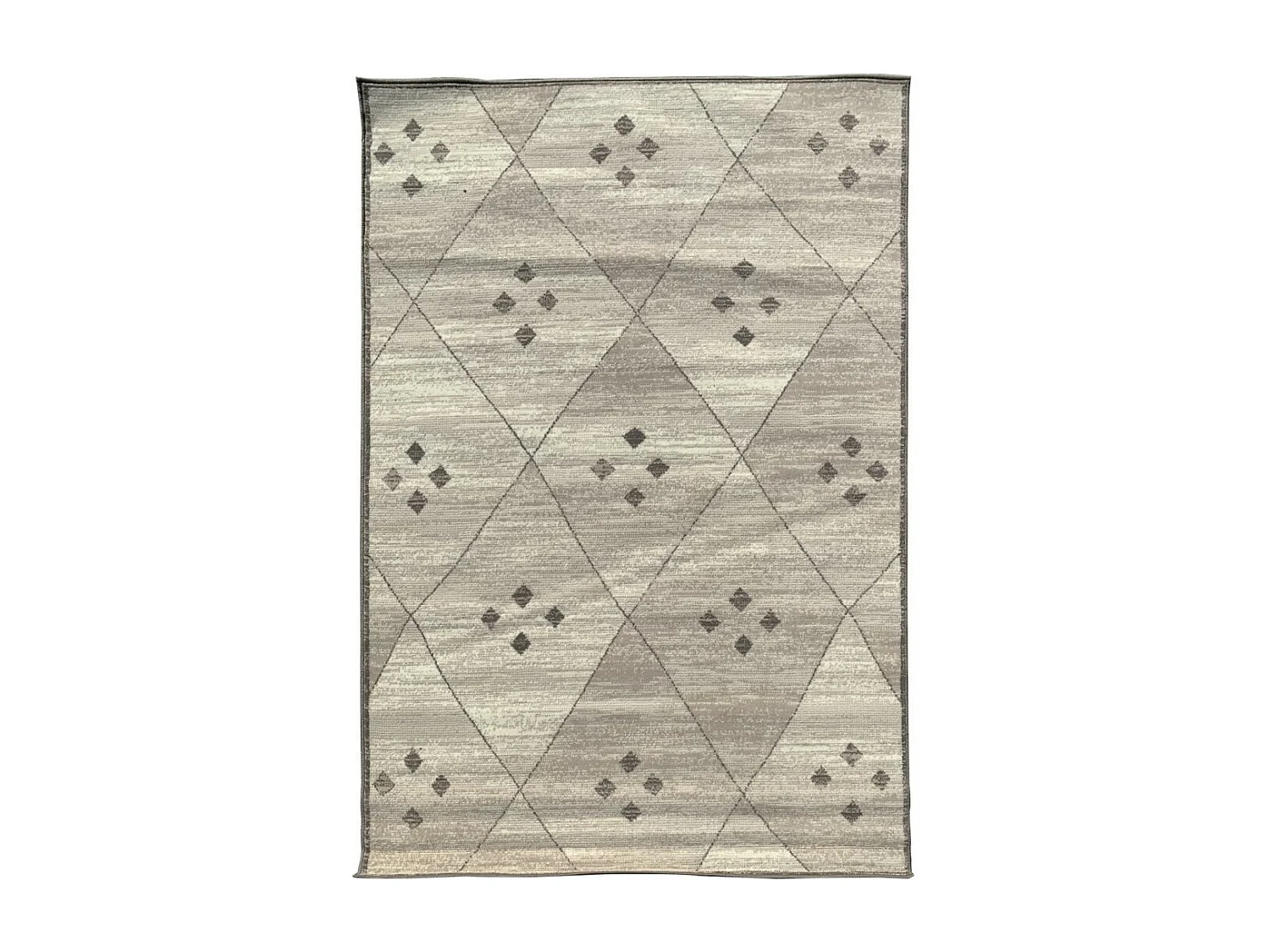tapis chambre 80x150 tissé gris et ivoire rectangle motif berbère LYN1 FEZA