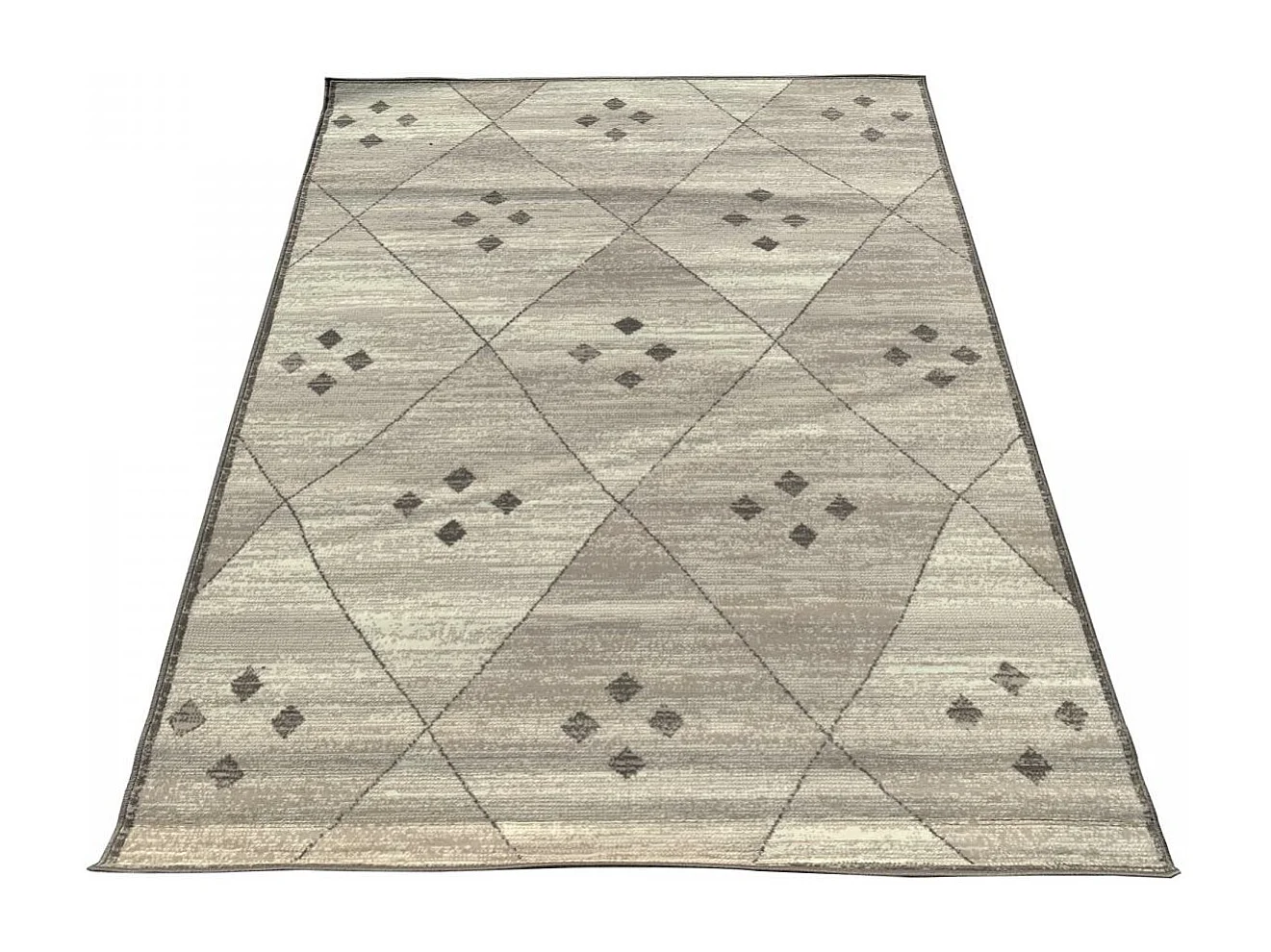 tapis chambre 80x150 tissé gris et ivoire rectangle motif berbère LYN1 FEZA