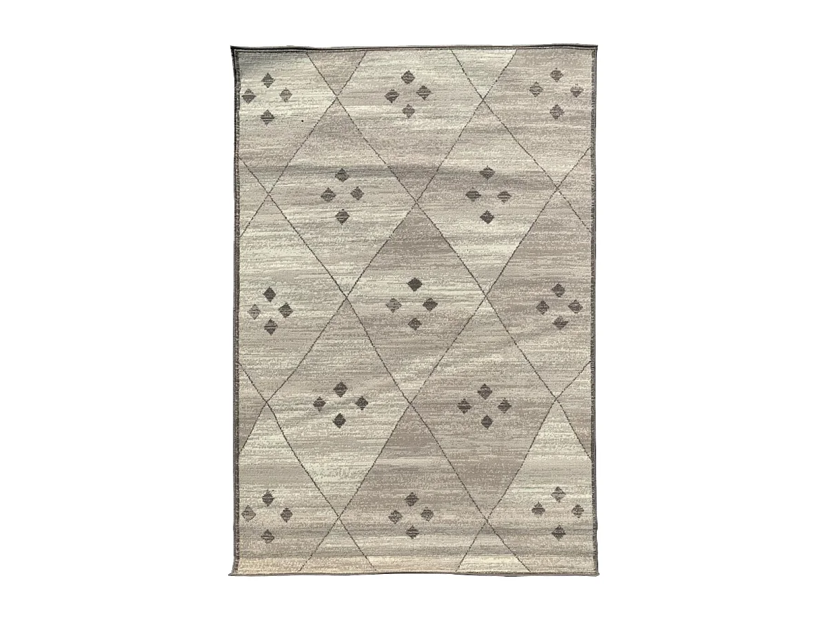 tapis chambre 80x150 tissé gris et ivoire rectangle motif berbère LYN1 FEZA
