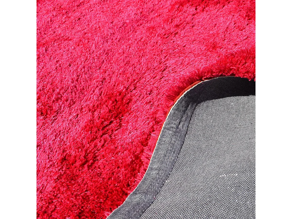 Tapis longs poils shaggy 60x110 rectangle fait main fuchsia motif uni LUXE