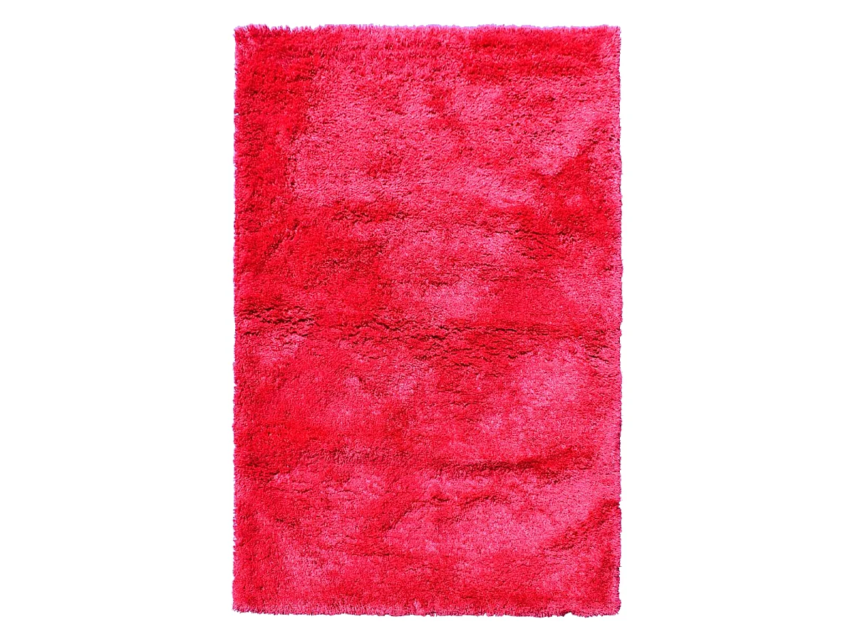 Tapis longs poils shaggy 60x110 rectangle fait main fuchsia motif uni LUXE