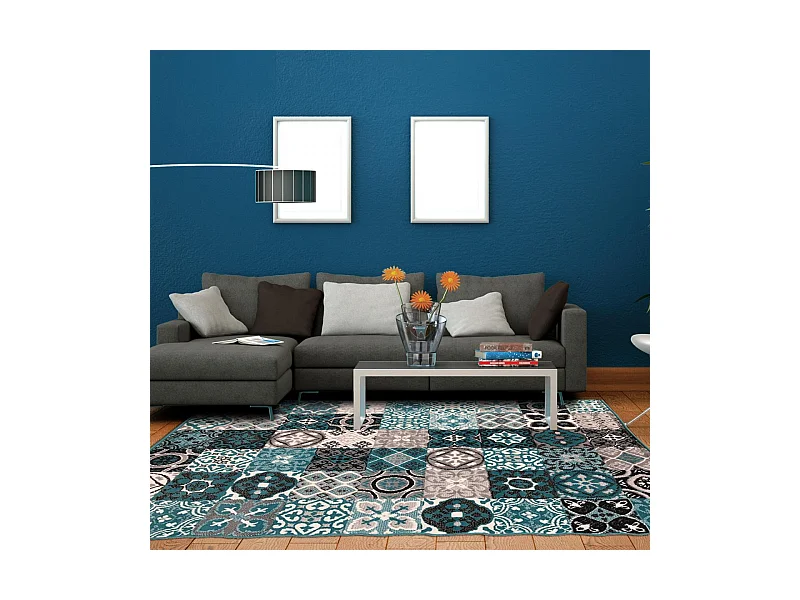 tapis chambre 80x150 tissé vert d'eau rectangle LYN1 FAIAN