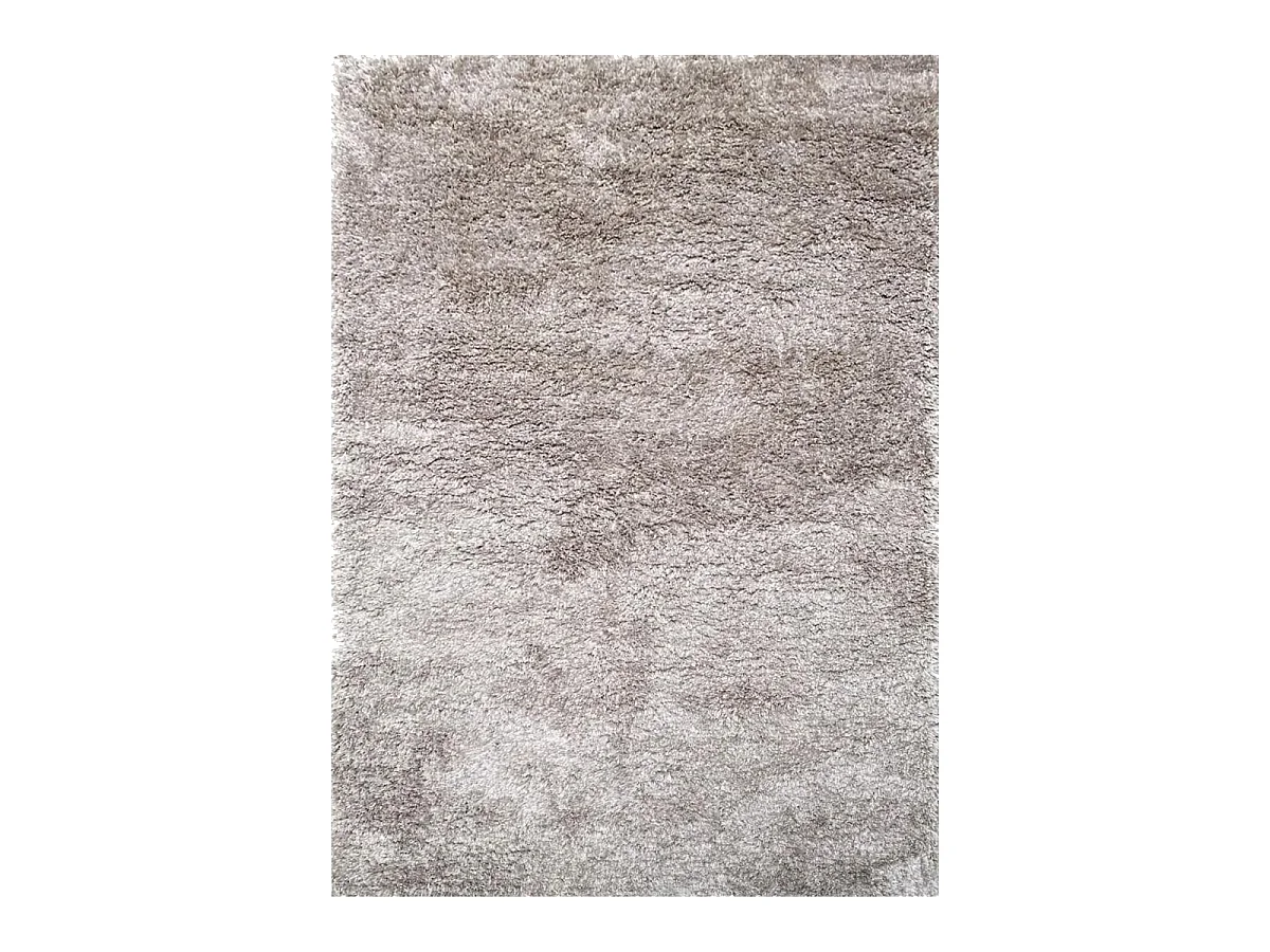 Tapis longs poils shaggy 80x140 rectangle fait main gris motif uni LUXE