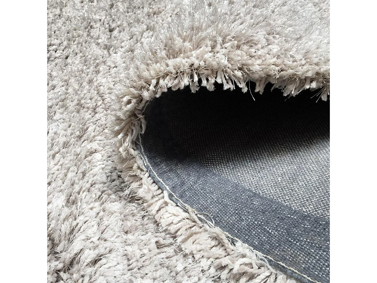 Tapis longs poils shaggy 80x140 rectangle fait main gris motif uni LUXE