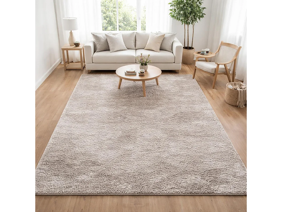 Tappeto a pelo lungo a pelo lungo 80x140 rettangolo fatto a mano grigio tinta unita LUXE