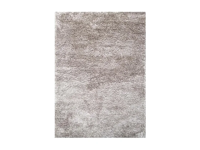 Tapis longs poils shaggy 80x140 rectangle fait main gris motif uni LUXE