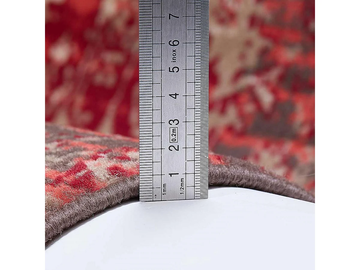 tapis grand salon 270x370 tissé rouge rectangle motif ethnique LYN1 PATWORK