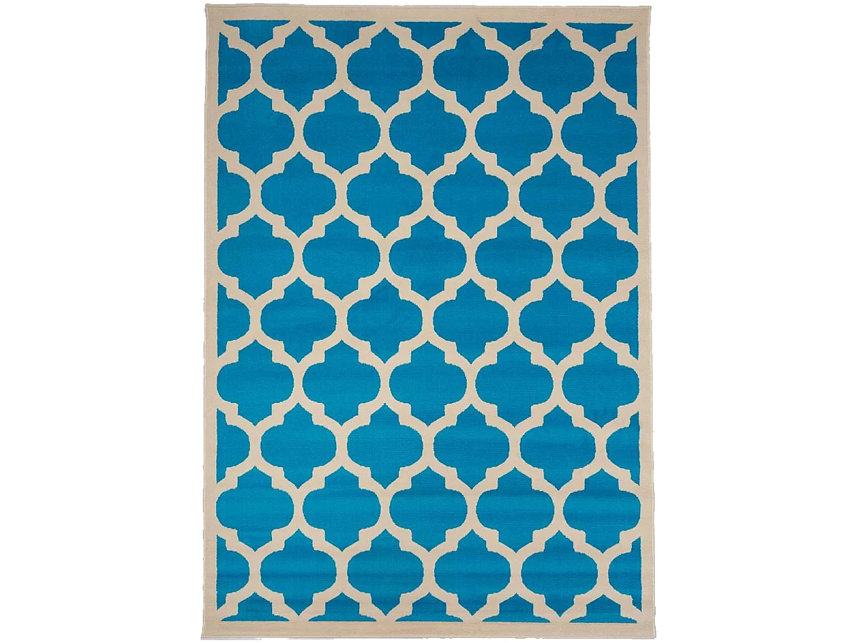 tapis chambre 80x150 tissé bleu rectangle motif géométrique LYN1 STYLE