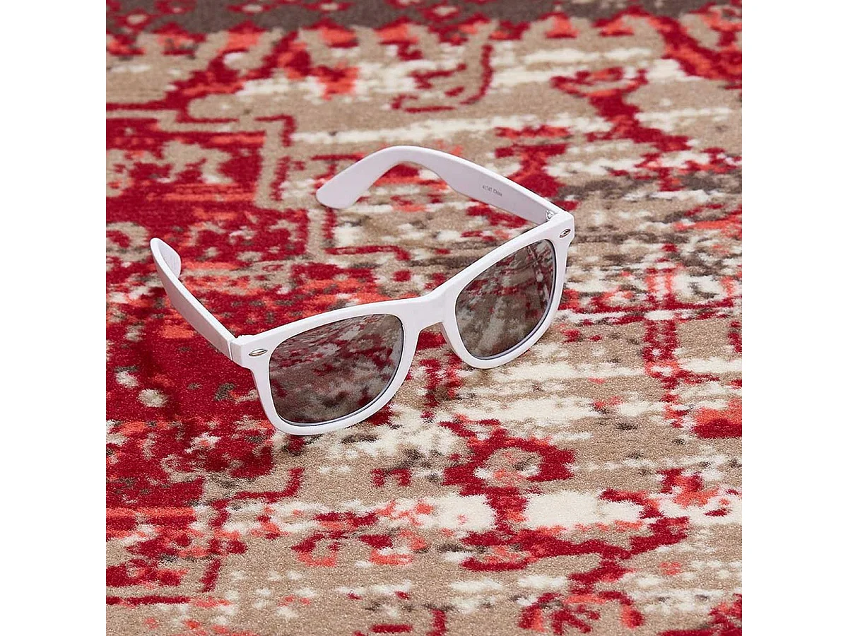 tapis salon 120x170 tissé rouge rectangle motif ethnique LYN1 PATWORK