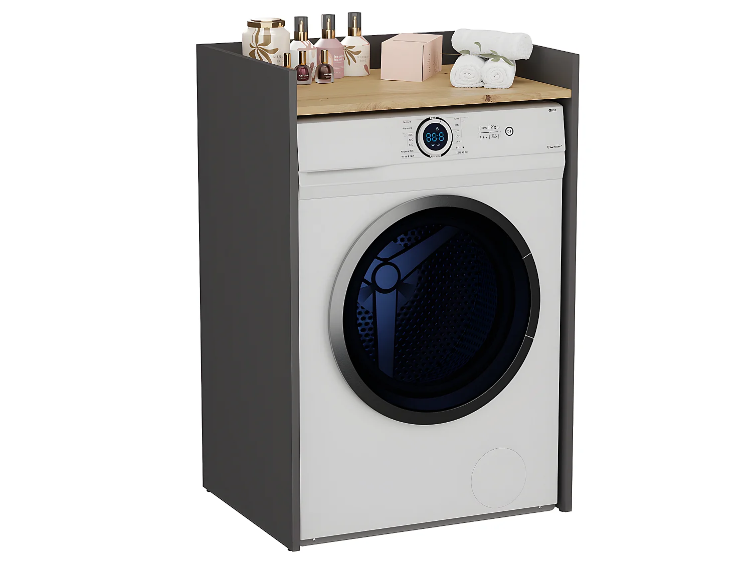 COMO - Meuble de rangement pour machine à laver - Meuble SDB - 64x50x97.5 cm - Buanderie