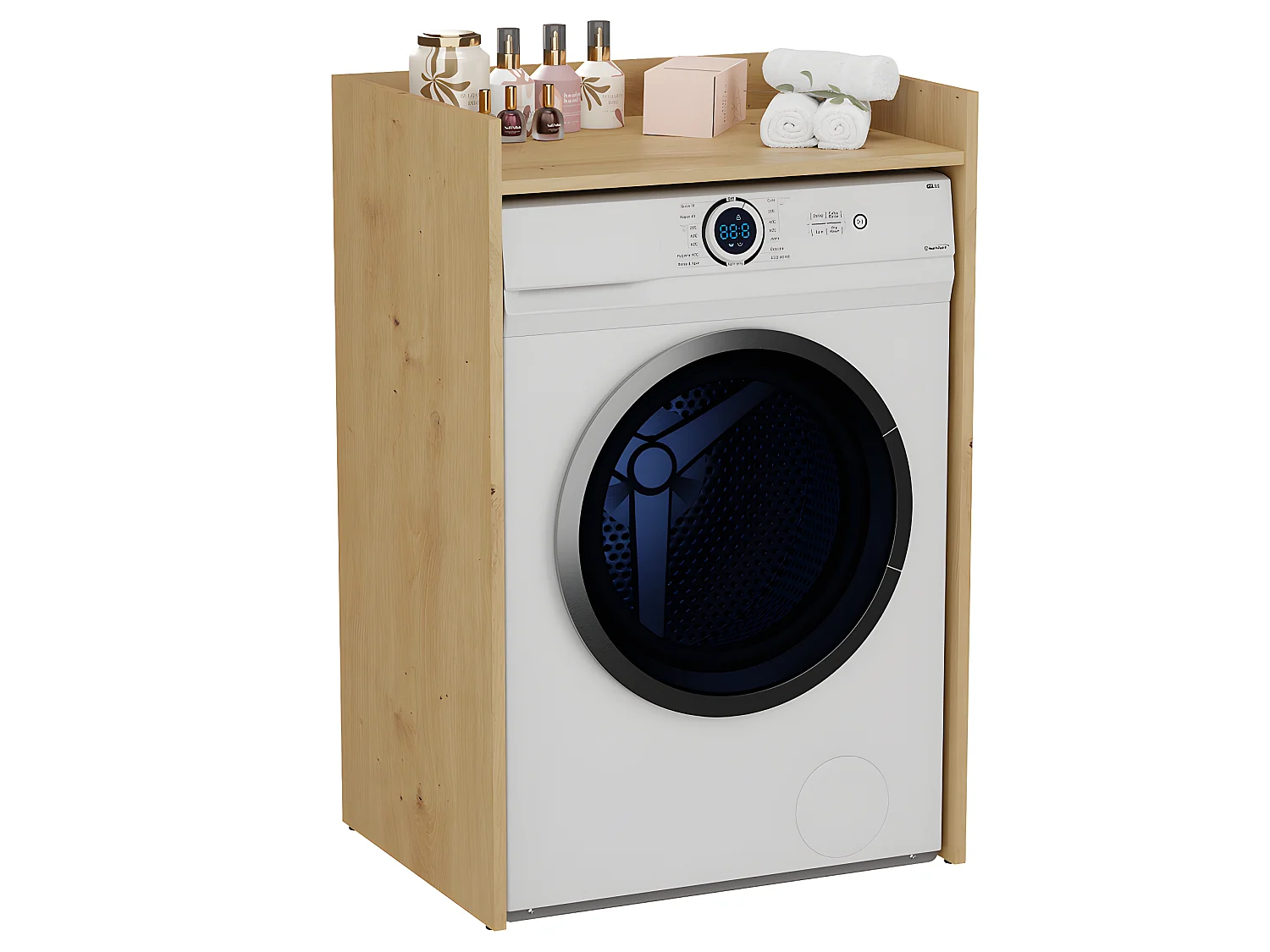 COMO - Meuble de rangement pour machine à laver - Meuble SDB - 64x50x97.5 cm - Buanderie