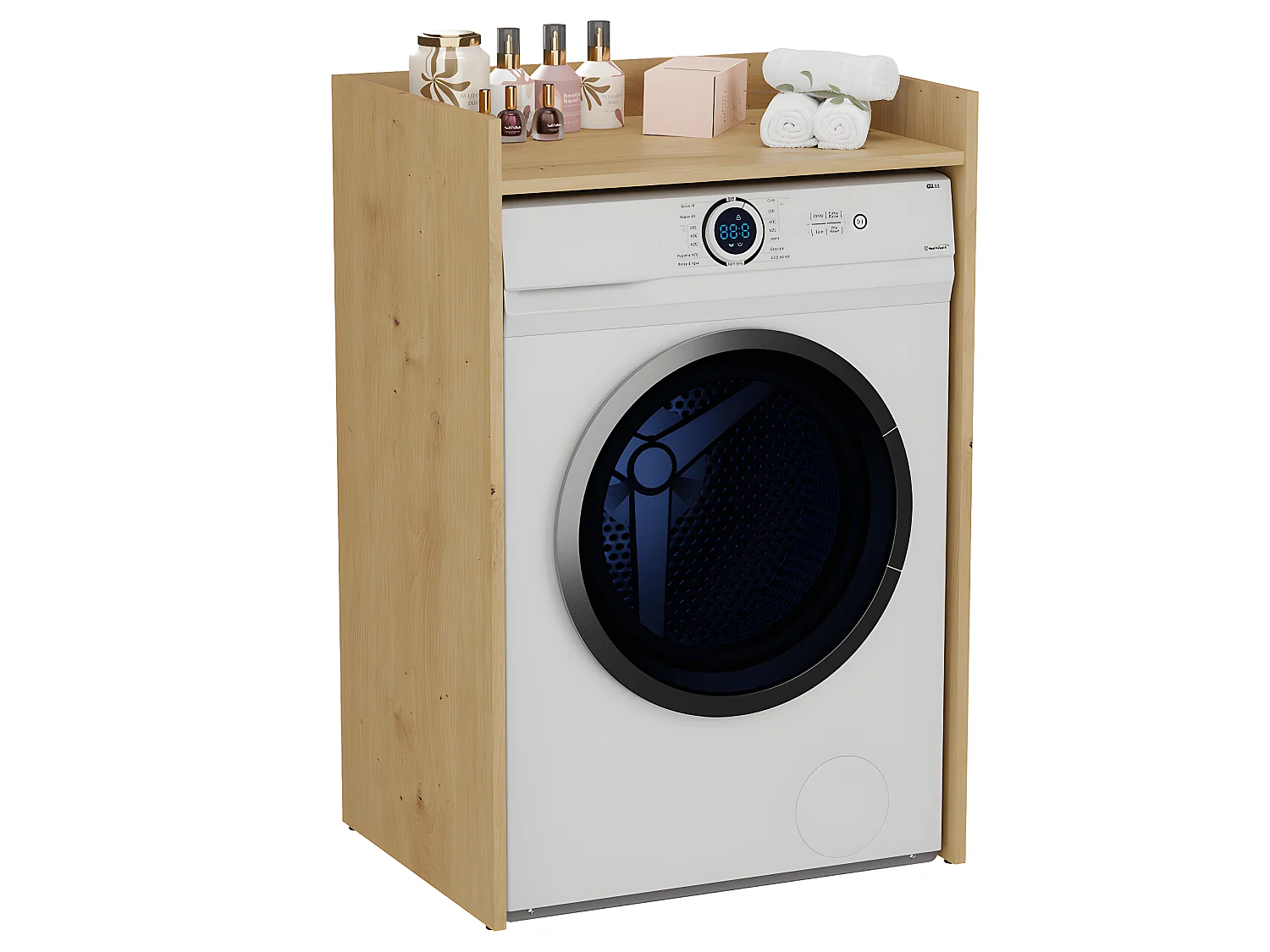 COMO - Meuble de rangement pour machine à laver - Meuble SDB - 64x50x97.5 cm - Buanderie