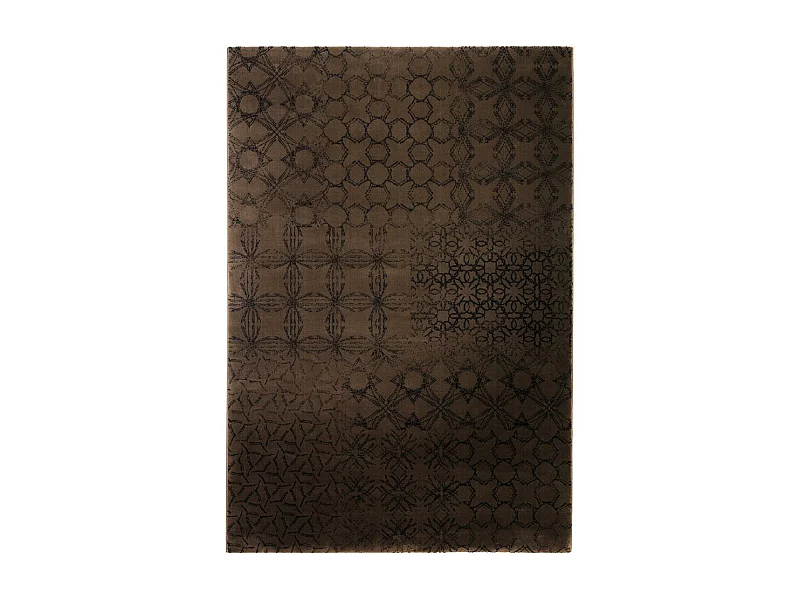 tapis chambre 80x150 tissé chocolat rectangle motif berbère HAMPTONS