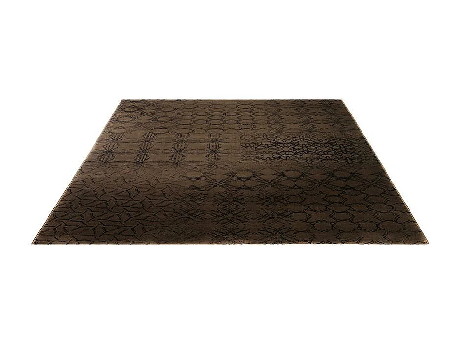 tapis chambre 80x150 tissé chocolat rectangle motif berbère HAMPTONS