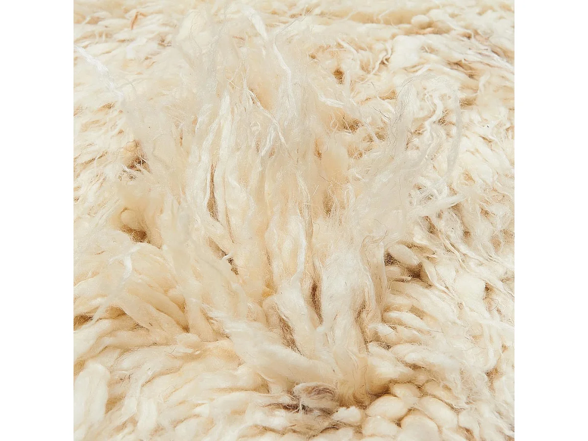 Tapis shaggy 120x170 rectangle fait main crème en laine motif uni FLOKATO