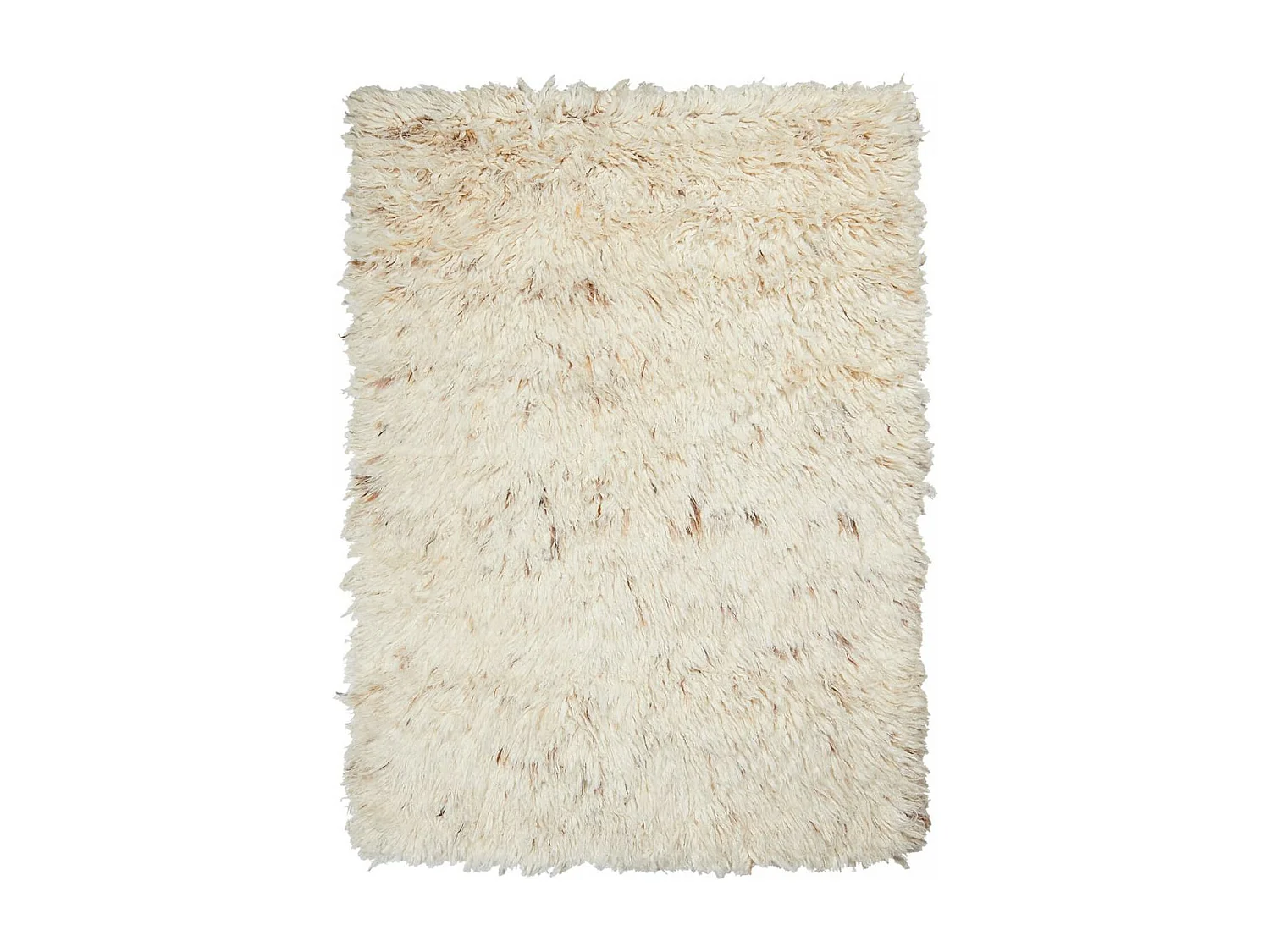 Tapis shaggy 120x170 rectangle fait main crème en laine motif uni FLOKATO