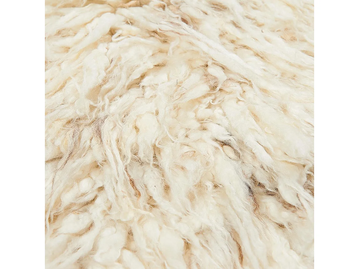 Tapis shaggy 120x170 rectangle fait main crème en laine motif uni FLOKATO