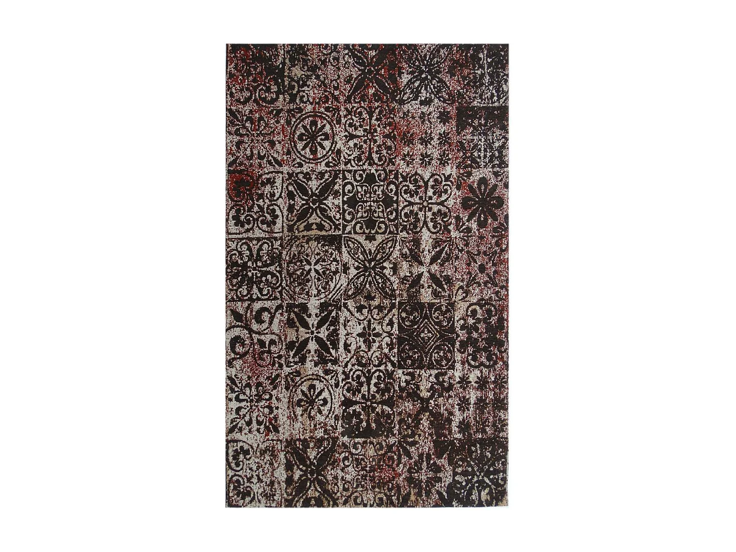 Tapis kilim 170x240 rectangle fait main marron motif géométrique LINIT