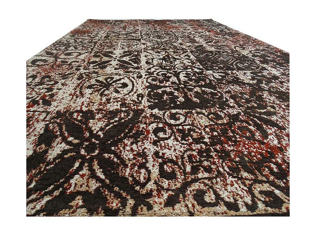 Tapis kilim 170x240 rectangle fait main marron motif géométrique LINIT