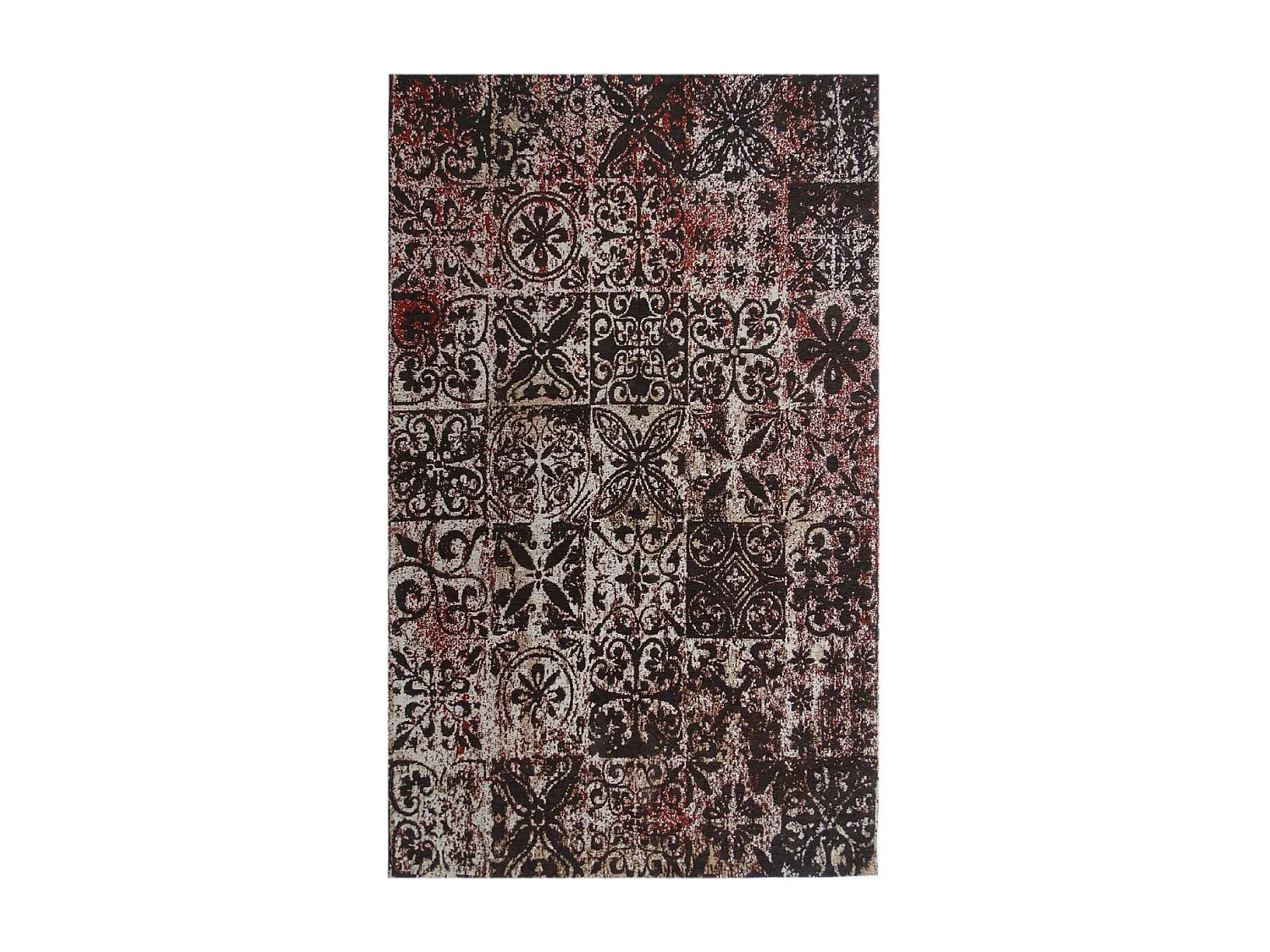 Tapis kilim 170x240 rectangle fait main marron motif géométrique LINIT