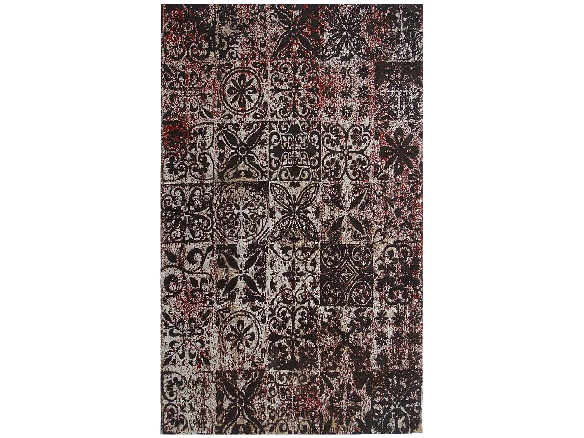 Tapis kilim 170x240 rectangle fait main marron motif géométrique LINIT