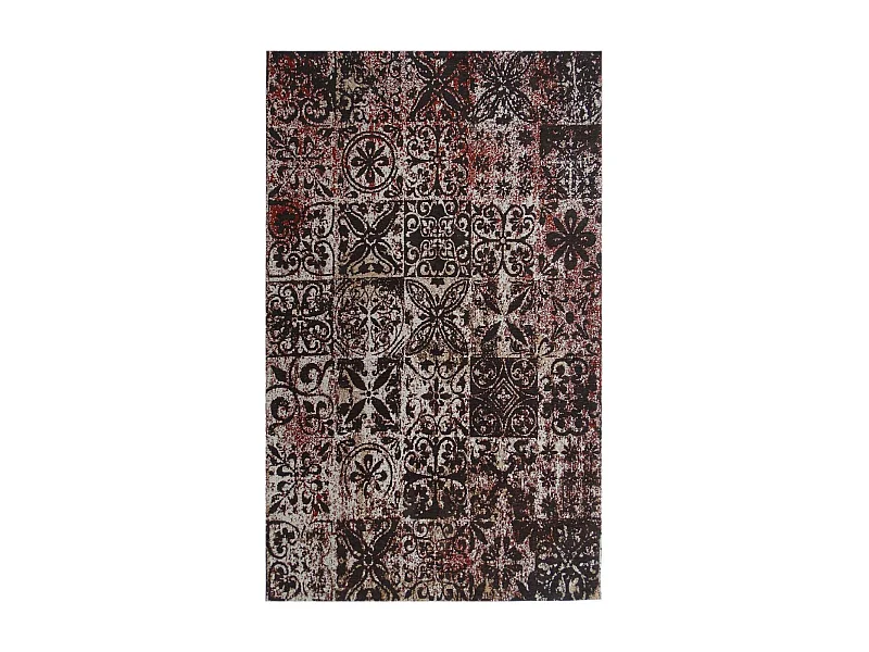 Tapis kilim 170x240 rectangle fait main marron motif géométrique LINIT