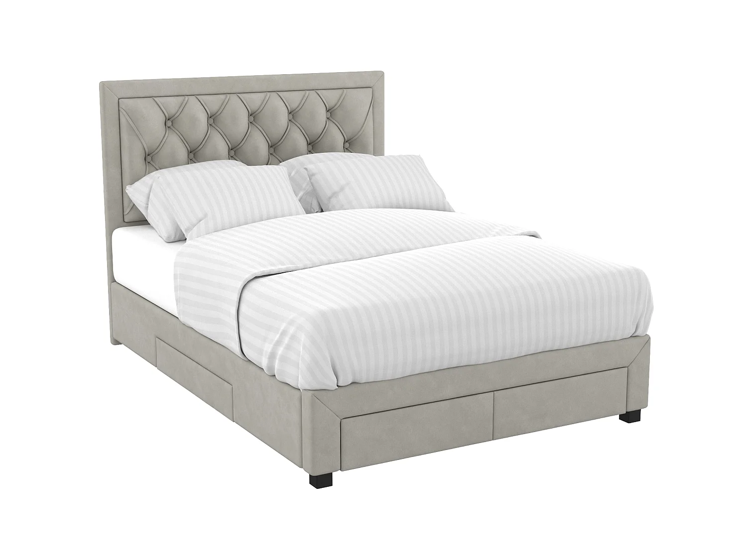 Bed met lades 180 x 200 cm - Blauw velours + matras - LEOPOLD