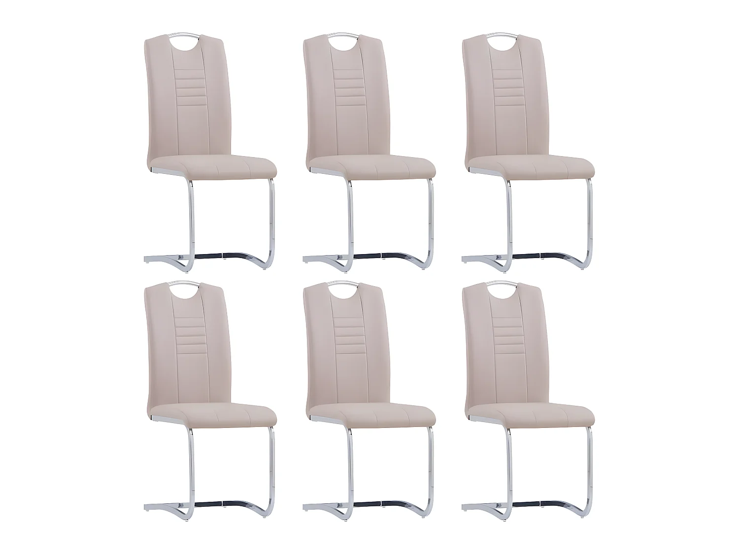 Lot de 6 chaises de salle à manger cuisine cantilever style moderne en synthétique couleur cappuccino CDS022261
