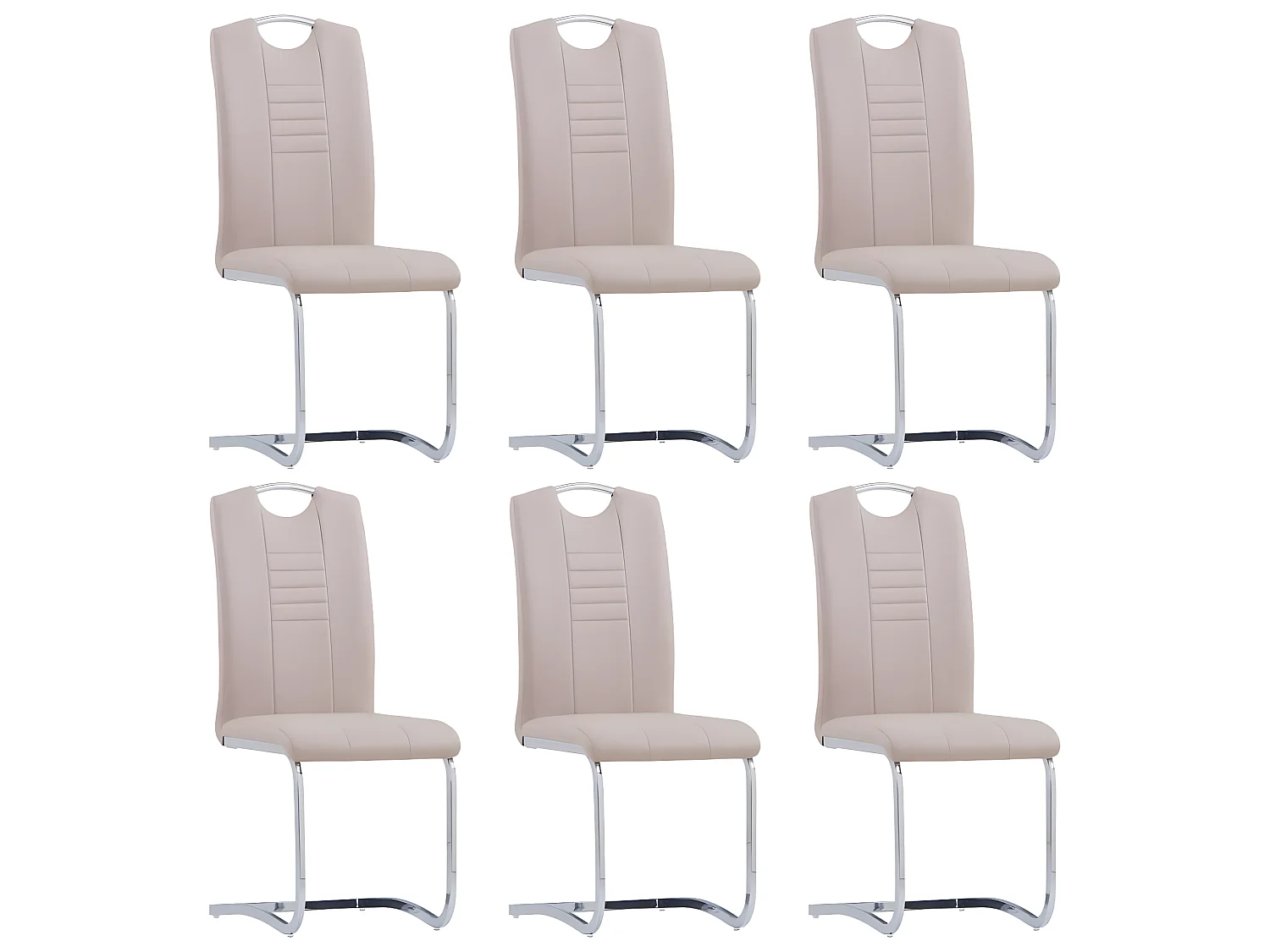 Lot de 6 chaises de salle à manger cuisine cantilever style moderne en synthétique couleur cappuccino CDS022261
