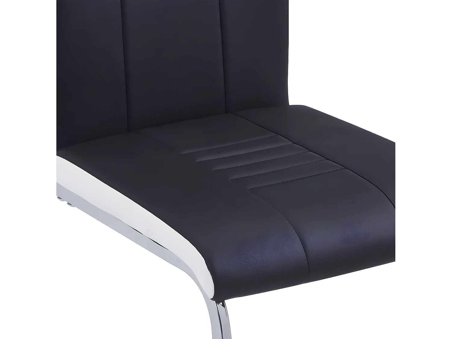 Lot de 6 chaises de salle à manger cuisine cantilever design chic en synthétique noir structure en acier chromé CDS022321