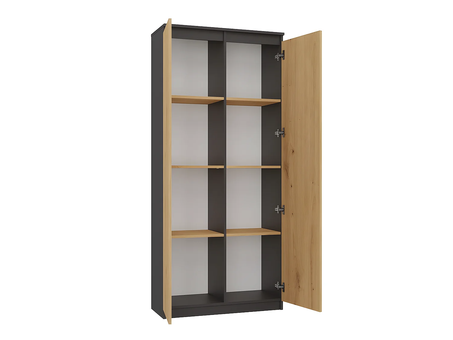 PRATO - Büroschrank- Bücherregal mit Türen - 80x35x180 cm - 8 Regale