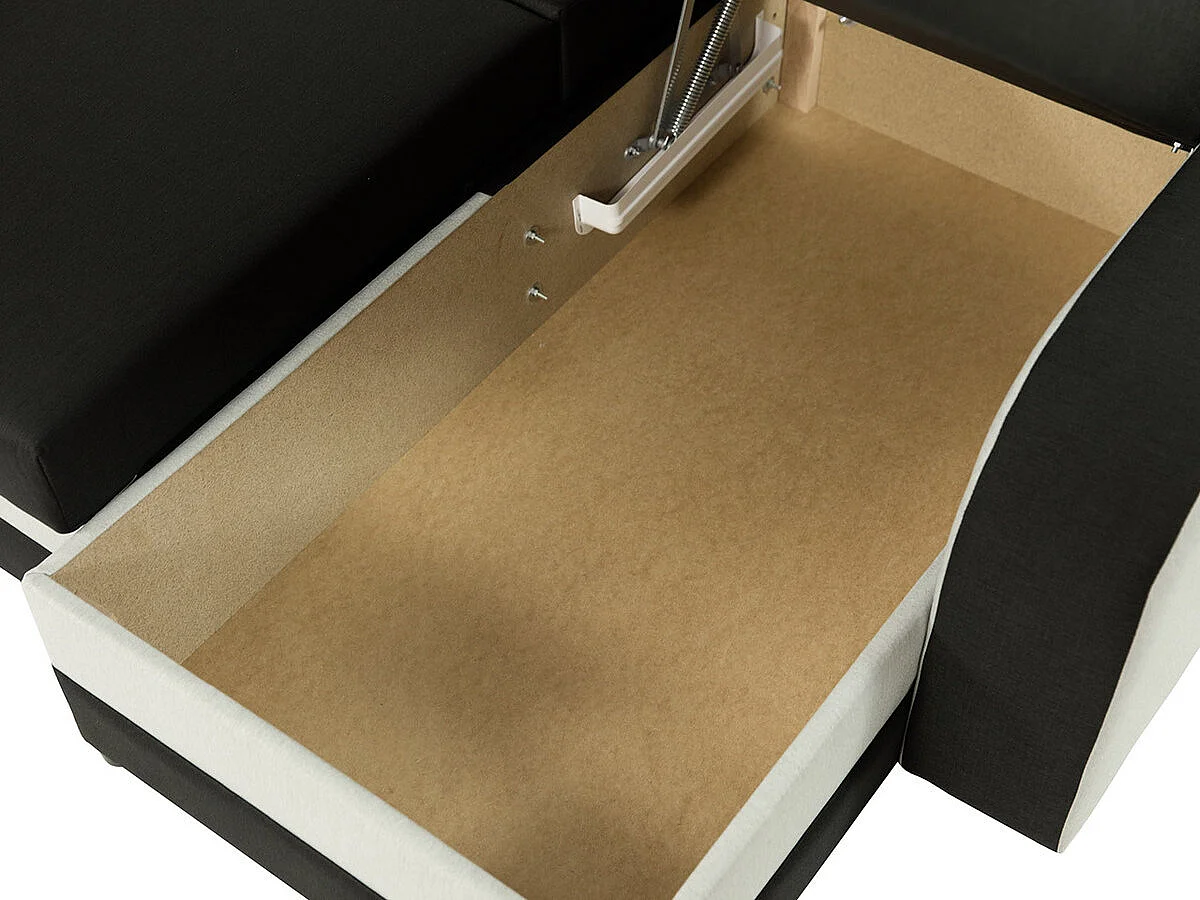 Canapé d'angle convertible KRISTO en tissu gris foncé et noir