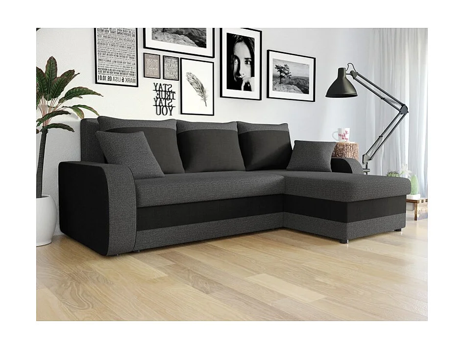 Sofá rinconero Comfivo Melissa, Gris oscuro, Función de descanso, Almacenaje, 238x147cm