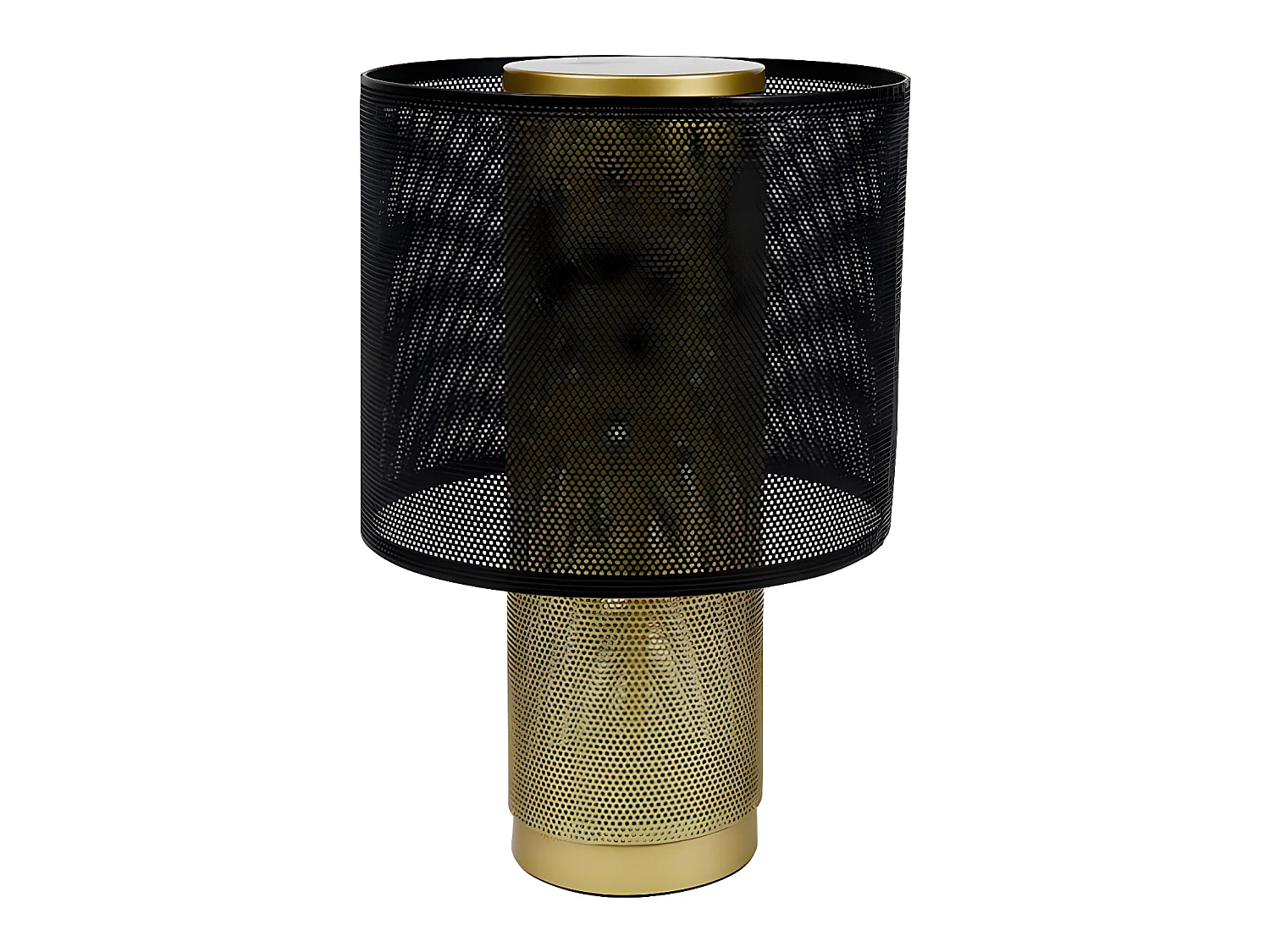 Lampe à poser en métal doré et abat jour noir ajouré - Ostaria