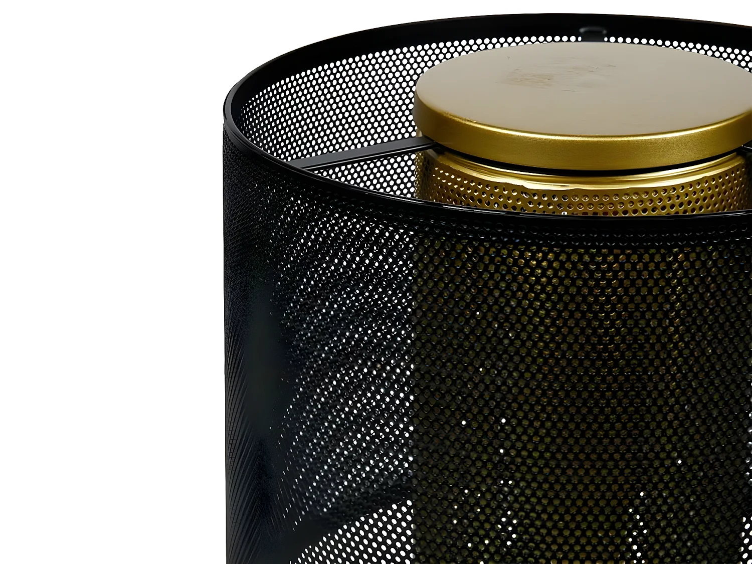 Lampe à poser en métal doré et abat jour noir ajouré - Ostaria