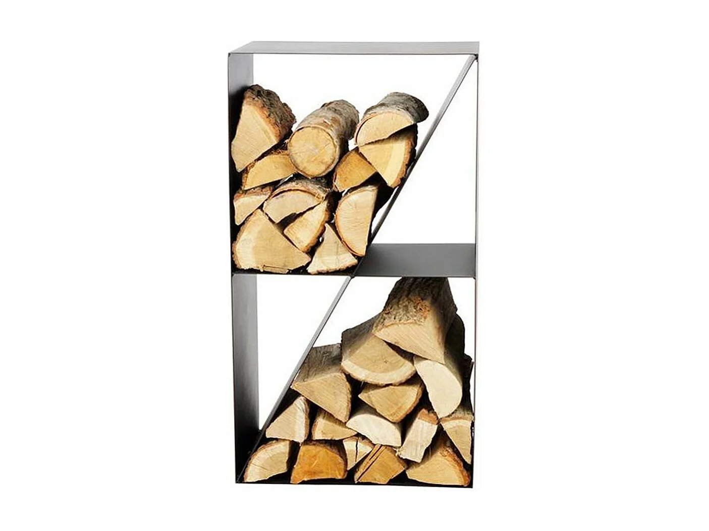 Range bûches en acier noir TSITO forme casier design 45x30x80 cm