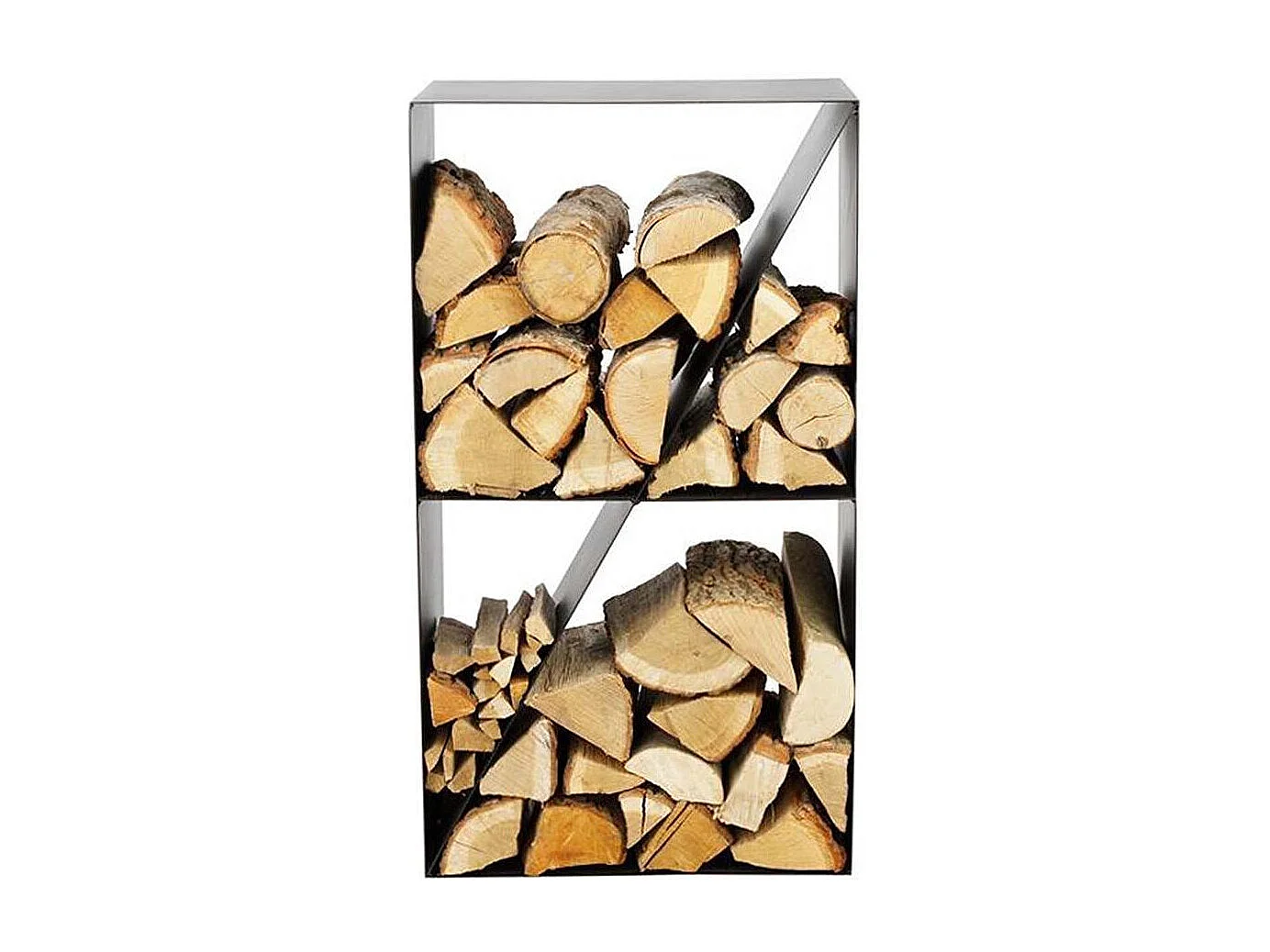 Range bûches en acier noir TSITO forme casier design 45x30x80 cm