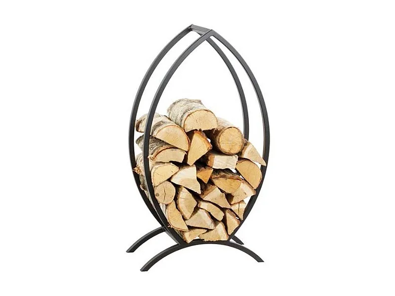 Rack à bûches FISH forme poisson en acier noir 50x25x90 cm