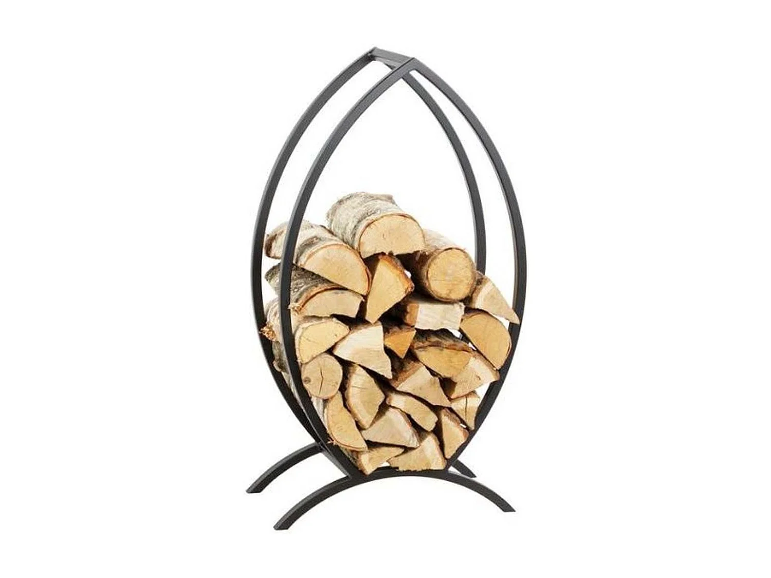 Rack à bûches FISH forme poisson en acier noir 50x25x90 cm