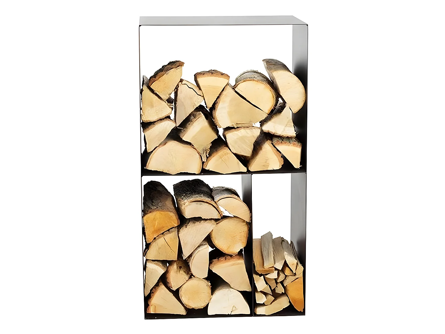 Rack à bûches CASO en acier noir avec rangement 45x30x80 cm