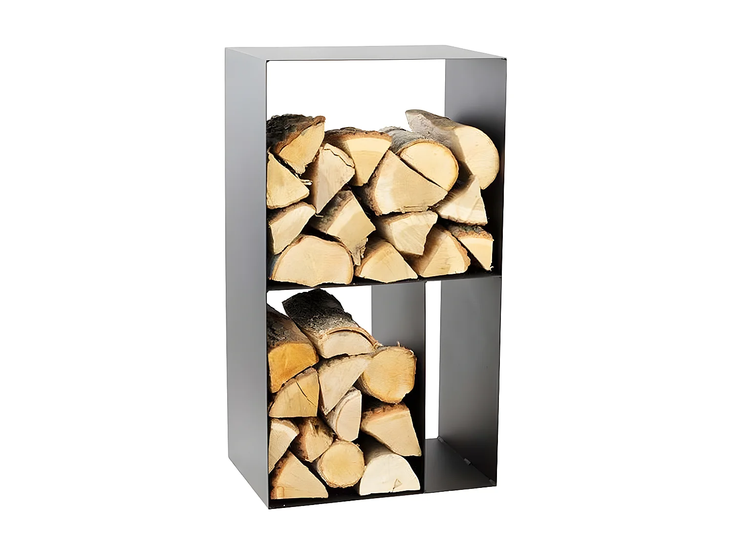 Rack à bûches CASO en acier noir avec rangement 45x30x80 cm
