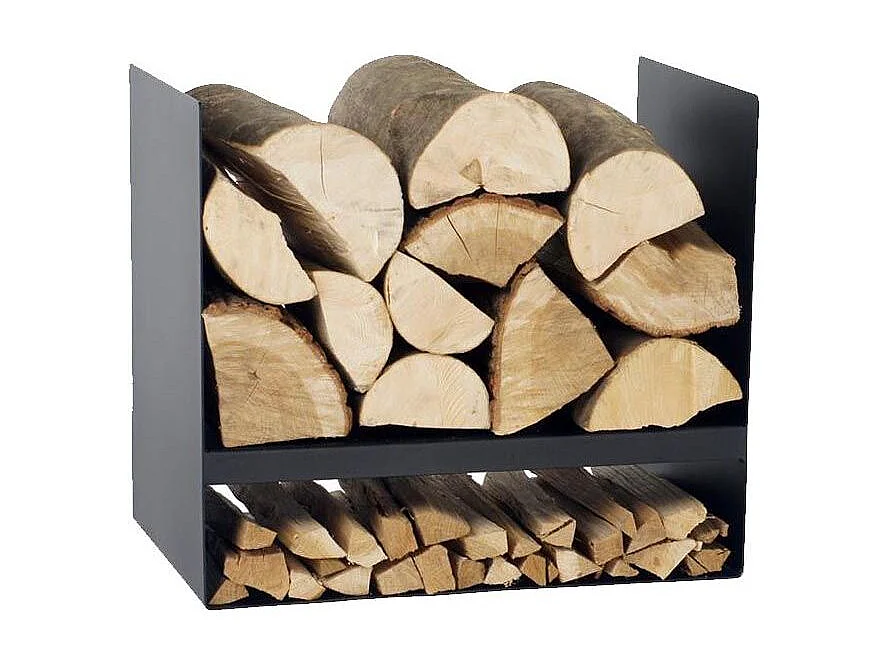 Rack à bûches HAZO en acier noir 45x30x40 cm