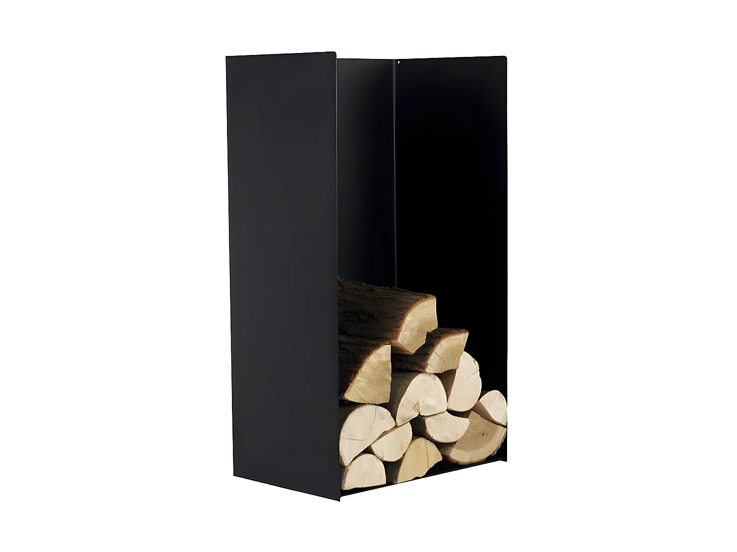 Rack à bûches PESTAK en acier noir avec dossier 45x30x80 cm