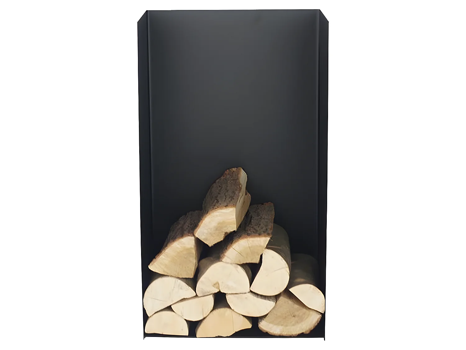 Rack à bûches PESTAK en acier noir avec dossier 45x30x80 cm