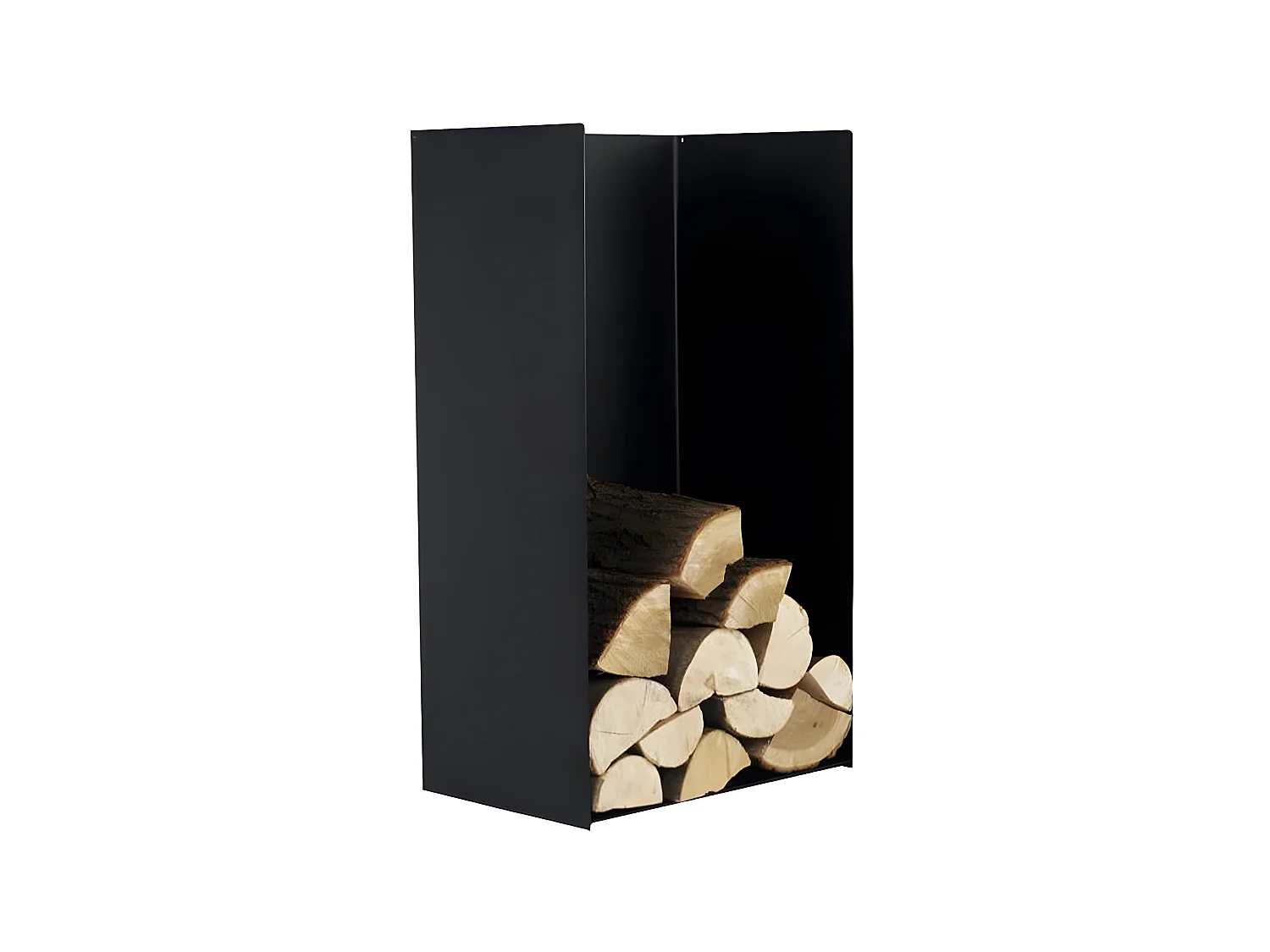 Rack à bûches PESTAK en acier noir avec dossier 45x30x80 cm
