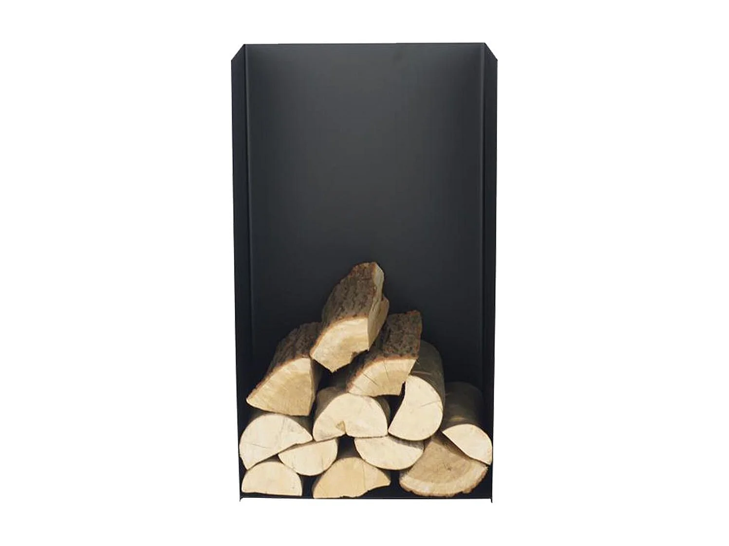 Rack à bûches PESTAK en acier noir avec dossier 45x30x80 cm