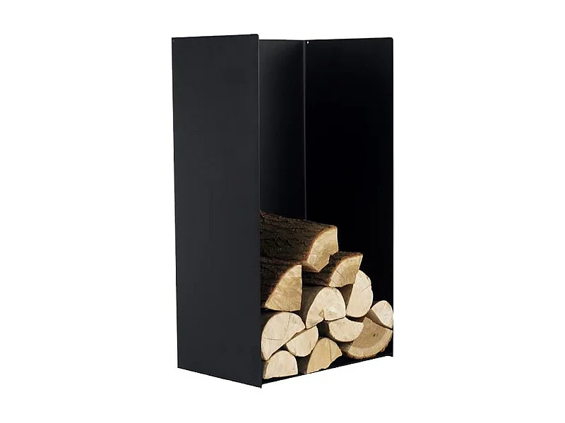 Rack à bûches PESTAK en acier noir avec dossier 45x30x80 cm