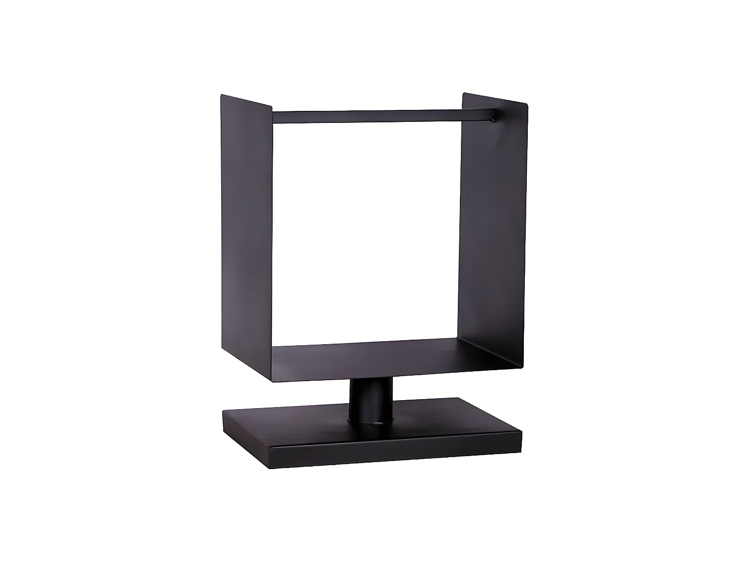 Range bûches sur pied carrée en acier noir 45x30x60 cm