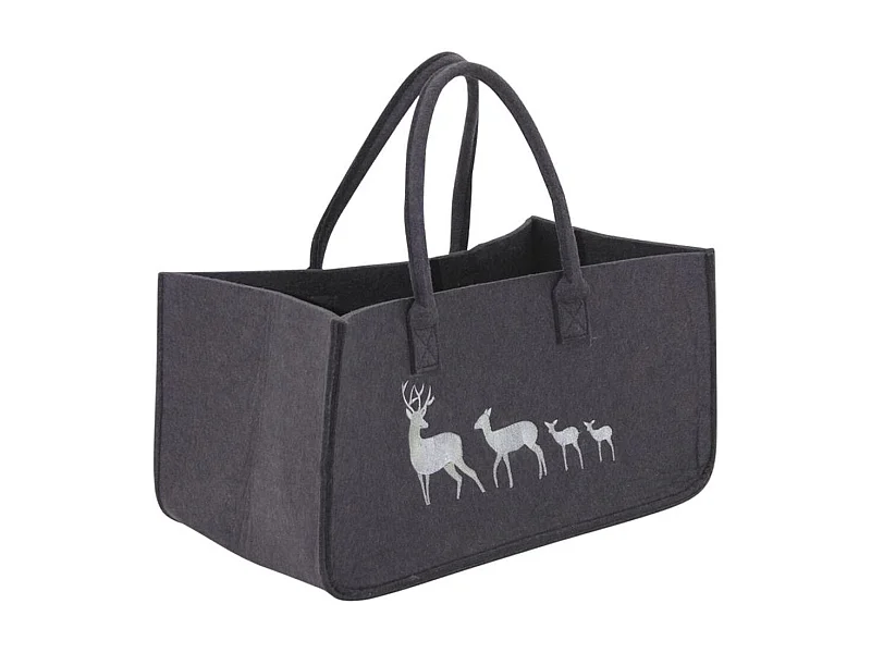 Sac à bûches en feutrine cerf