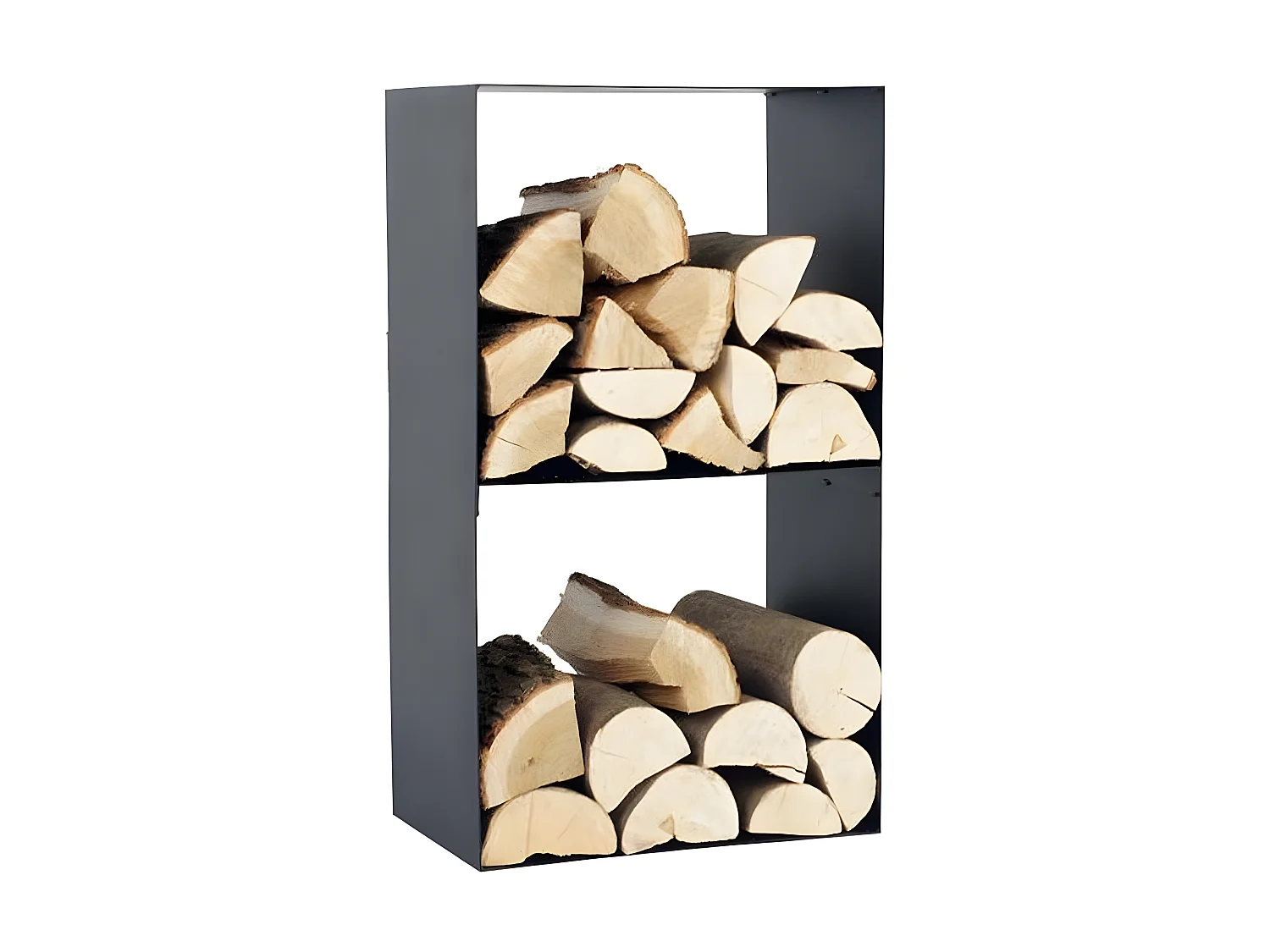 Range bûches CASEY en acier noir à 2 étages 45x30x80 cm